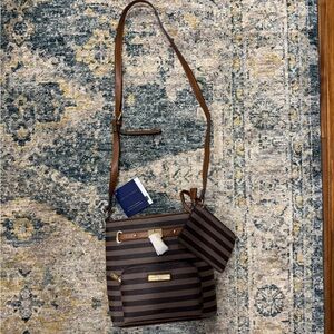 Adrienne Vittadini Brown Striped Crossbody Bag